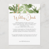 Elegant Green Copper Palm Treding Wedding Details Informatiekaartje (Voorkant)