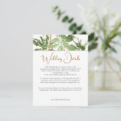 Elegant Green Copper Palm Treding Wedding Details Informatiekaartje (Staand voorkant)