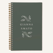 Elegant Green & Cream Botanical gepersonaliseerd Notitieboek (Voorkant)
