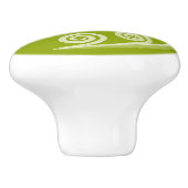 Elegant Green Curls & Swirls Ceramic Knob. Keramische Knop (Zijkant)