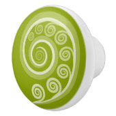 Elegant Green Curls & Swirls Ceramic Knob. Keramische Knop (Rechts)