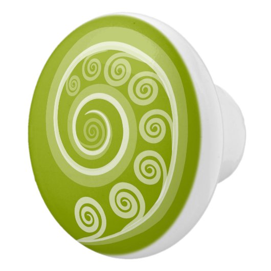 Elegant Green Curls & Swirls Ceramic Knob. Keramische Knop (Rechts)