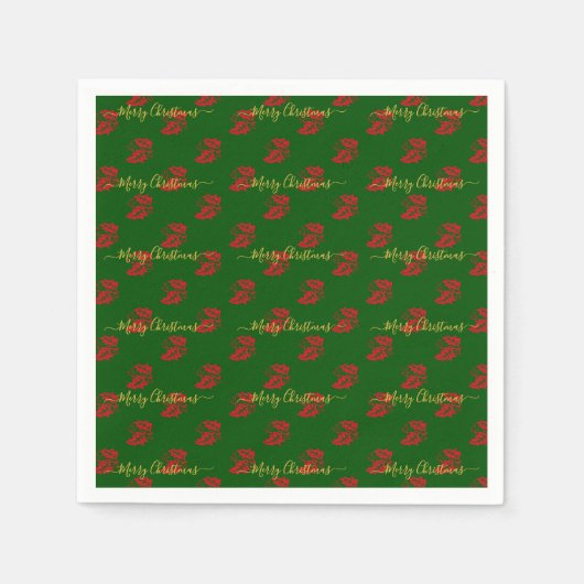 Elegant Green Custom kerst Holly Paper Servet (Voorkant)
