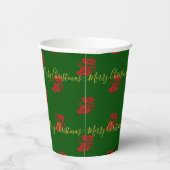 Elegant Green Custom kerst Holly Papieren Bekers (Rechts)