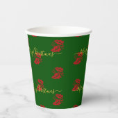Elegant Green Custom kerst Holly Papieren Bekers (Voorkant)