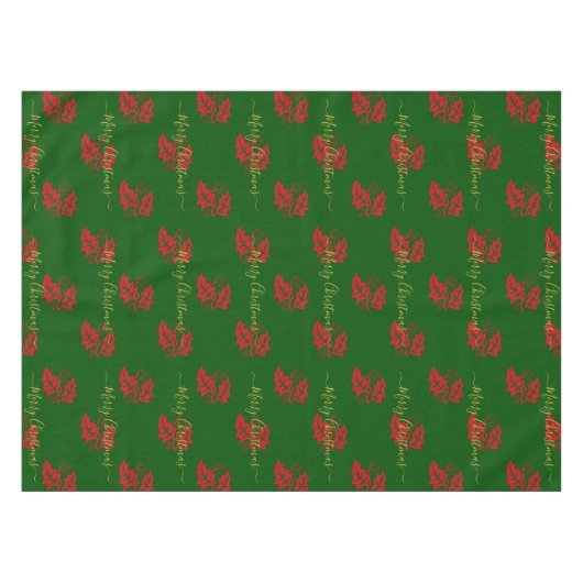 Elegant Green Custom kerst Holly Tafelkleed (Voorkant (Horizontaal))