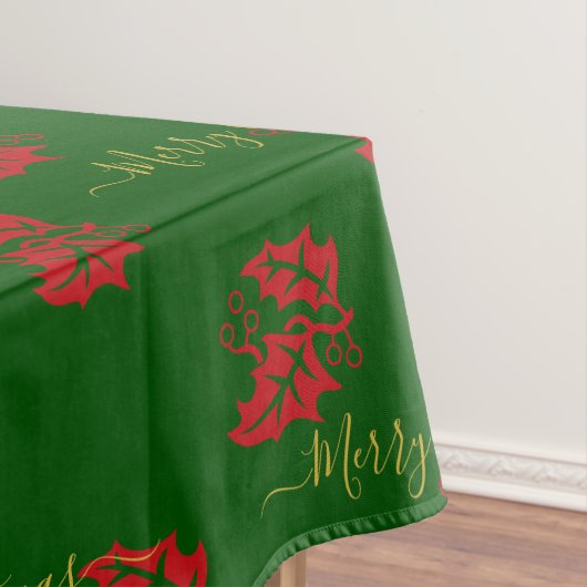 Elegant Green Custom kerst Holly Tafelkleed (Voorbeeld)