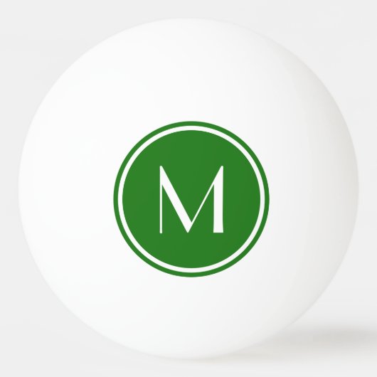 Elegant Green Custom Monogram Ping Pong Ball (Voorkant)