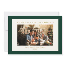 Elegant Green Custom Photo Christmas Holiday Kaart