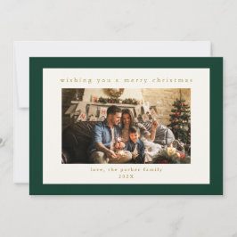 Elegant Green Custom Photo Christmas Holiday Kaart