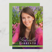 Elegant Green Custom Photo Graduparty Kaart (Voorkant / Achterkant)