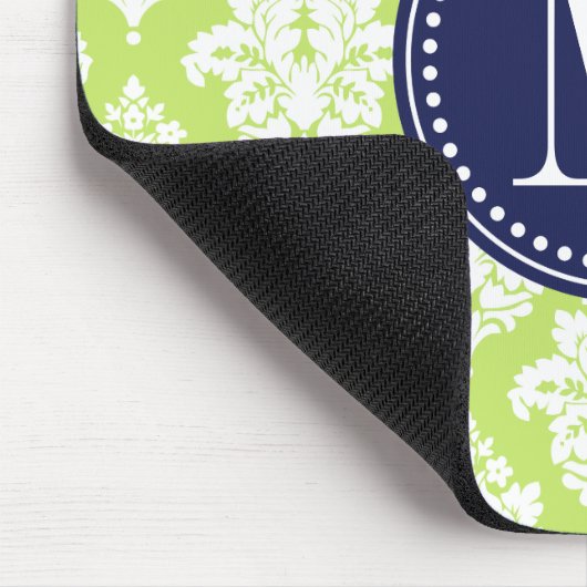 Elegant Green Damask gepersonaliseerd Muismat (Hoek)