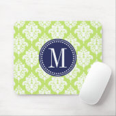 Elegant Green Damask gepersonaliseerd Muismat (Met muis)