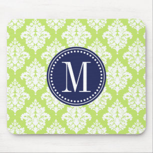 Elegant Green Damask gepersonaliseerd Muismat