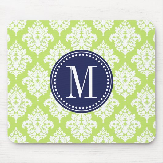 Elegant Green Damask gepersonaliseerd Muismat (Voorkant)