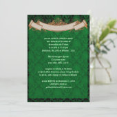 Elegant Green Damask Gothic Wedding Invitation Kaart (Staand voorkant)