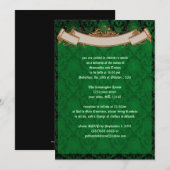 Elegant Green Damask Gothic Wedding Invitation Kaart (Voorkant / Achterkant)
