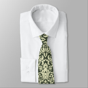 Elegant Green Damask Stropdas
