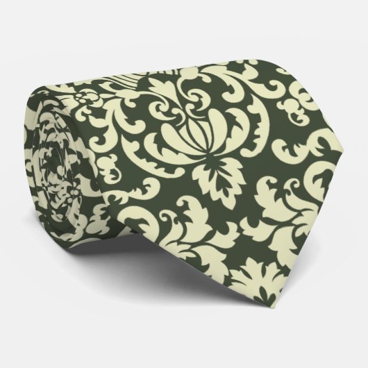 Elegant Green Damask Stropdas (Opgerold)