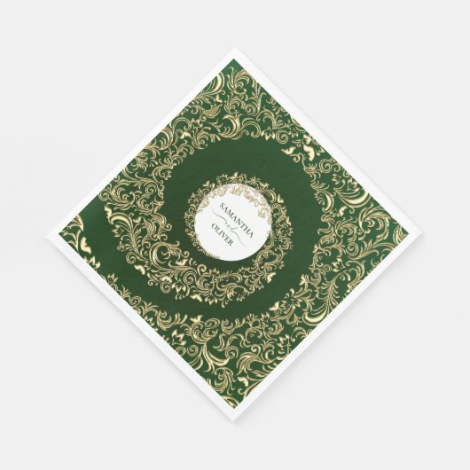 Elegant Green Damask Wedding Servet (Hoek)