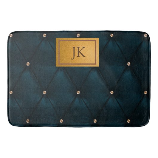 Elegant Green, Diamonds, Monogram Badmat (Voorkant)
