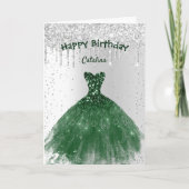 Elegant Green Dress Birthday Kaart (Voorkant)
