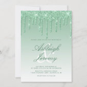 Elegant Green Driving Glitter Script Weddenschap Kaart (Voorkant)
