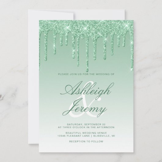 Elegant Green Driving Glitter Script Weddenschap Kaart (Voorkant)