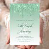Elegant Green Driving Glitter Script Weddenschap Kaart