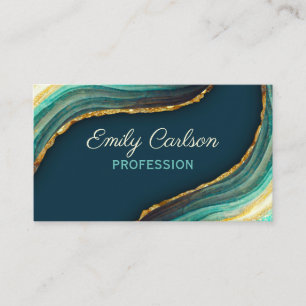 Elegant green emerald marble art faux goudglitter afsprakenkaartje