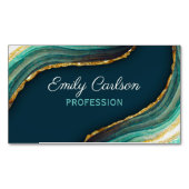 Elegant green emerald marble art faux goudglitter magnetisch visitekaartje (Voorkant)