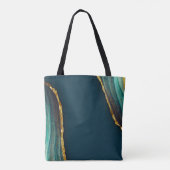 Elegant green emerald marble art faux goudglitter tote bag (Achterkant)