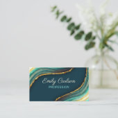 Elegant green emerald marble art faux goudglitter visitekaartje (Staand voorkant)