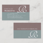 Elegant Green en Brown Textured Monogram Classic Visitekaartje (Voorkant / Achterkant)