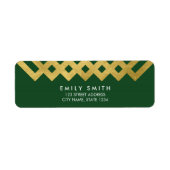 Elegant Green en Faux Gold Geometric Address Etiket (Voorkant)