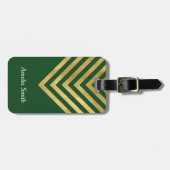 Elegant Green en Faux Gold Geometric Bagagelabel (Voorkant horizontaal)