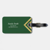Elegant Green en Faux Gold Geometric Bagagelabel (Achterkant horizontaal)