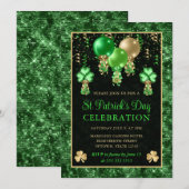 Elegant Green en Gold Balloons St Patrick's Day Kaart (Voorkant / Achterkant)