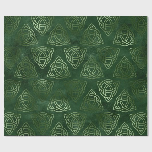 Elegant Green en Gold Celtic St Patrick's Day Cadeaupapier (Vlak)
