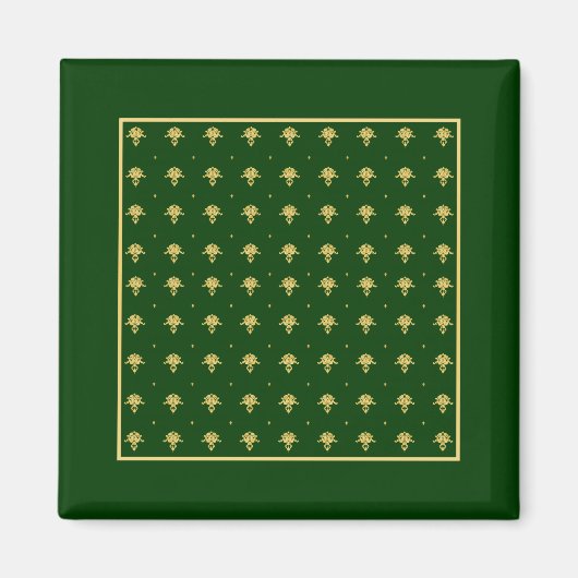 Elegant Green en Gold Damask Magneet (Voorkant)