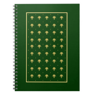 Elegant Green en Gold Damask Notitieboek