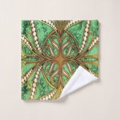 Elegant Green en Gold Damask Pattern Bad Handdoek (Wasdoekje)