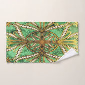 Elegant Green en Gold Damask Pattern Bad Handdoek (Handdoek)