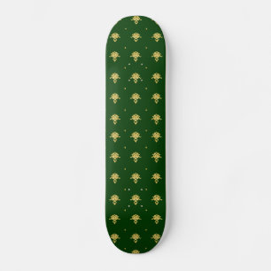 Elegant Green en Gold Damask Skateboard