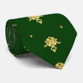 Elegant Green en Gold Damask Stropdas (Opgerold)