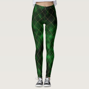 Elegant Green en Gold Diamonds Leggings