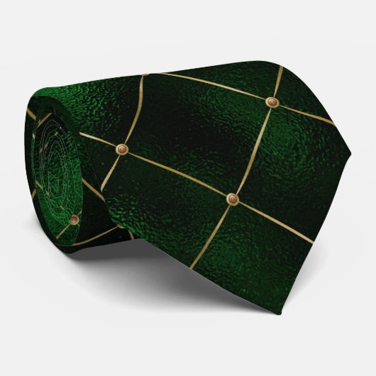 Elegant Green en Gold Diamonds St Patrick's Day Stropdas (Opgerold)