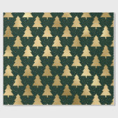 Elegant Green en Gold Faux Folie kerstboom Cadeaupapier (Vlak)