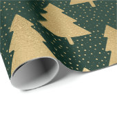 Elegant Green en Gold Faux Folie kerstboom Cadeaupapier (Rol Hoek)