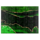 Elegant Green en Gold Faux Glitter Agate Snijplank (Voorkant)